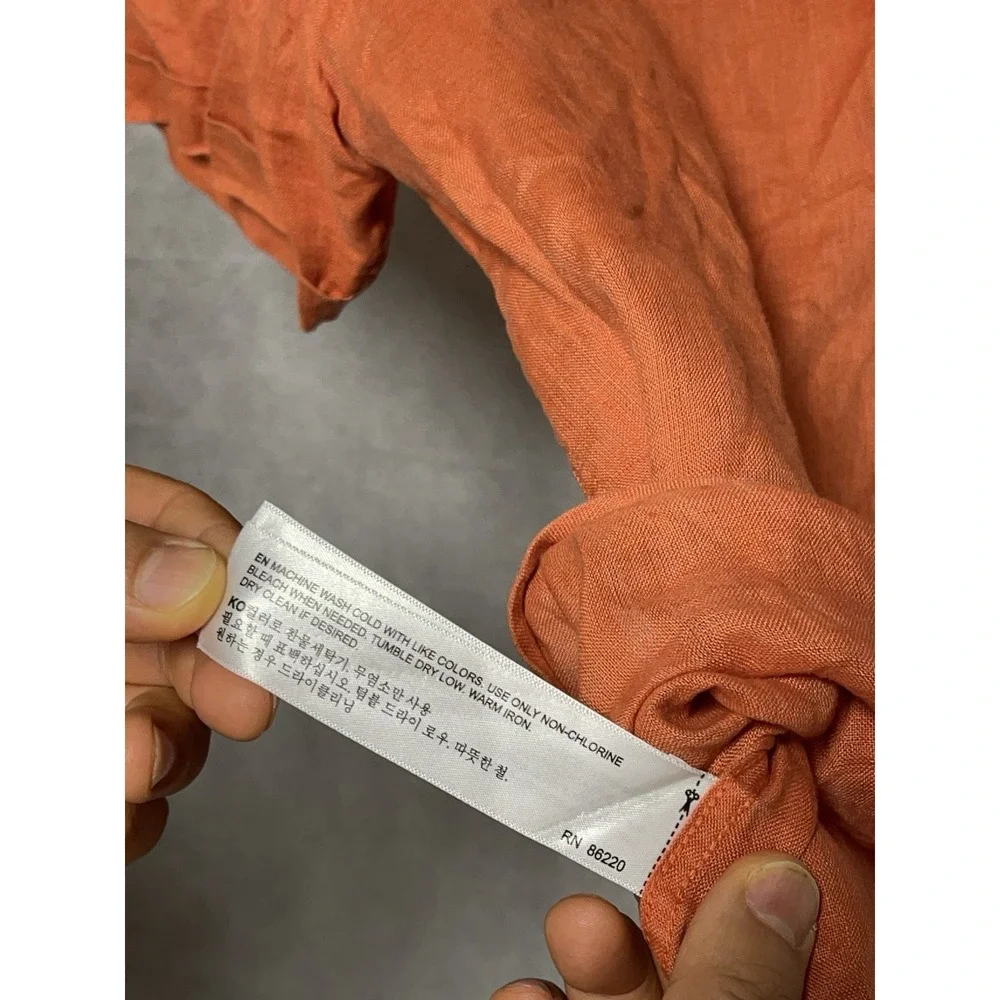 Porter & Ash Shirt Men M Orange Linen Button Up‎ Academia Vacation Casual Hybrid